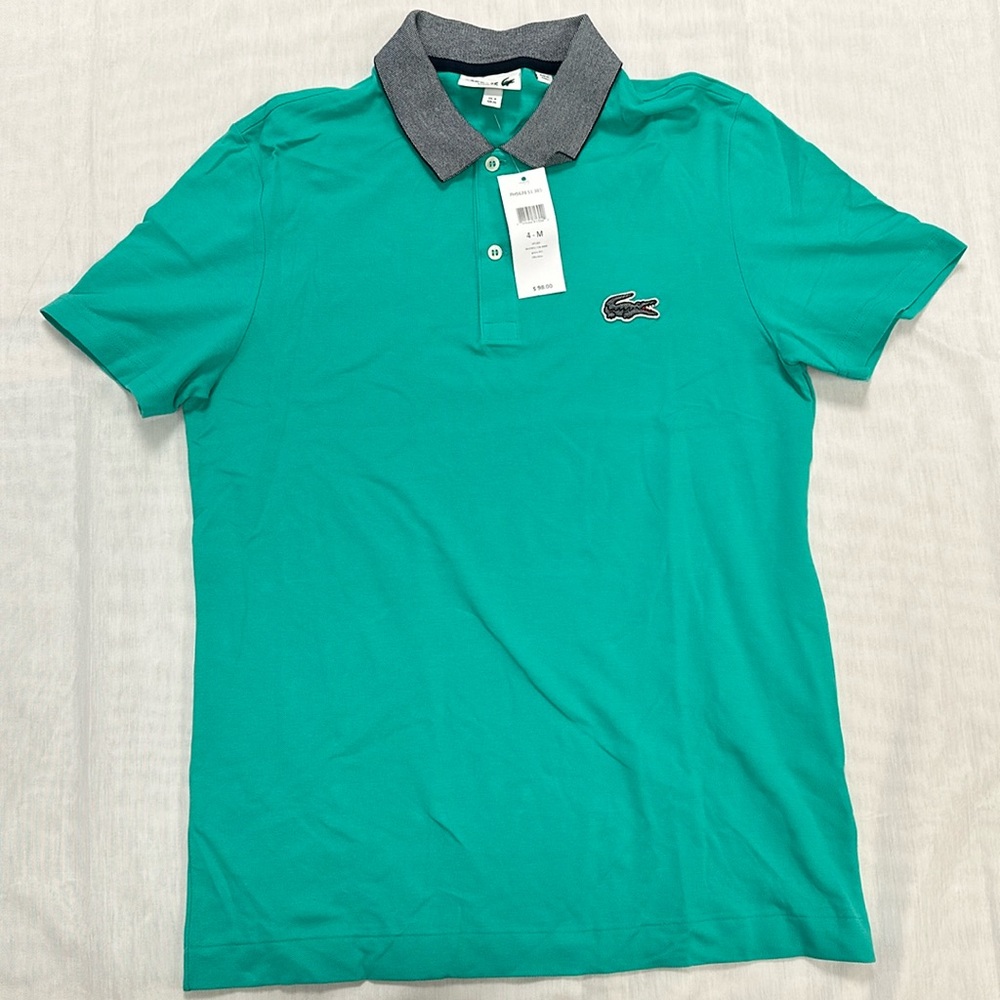 Lacoste Regular Fit Contrast Collar Texturized Polo